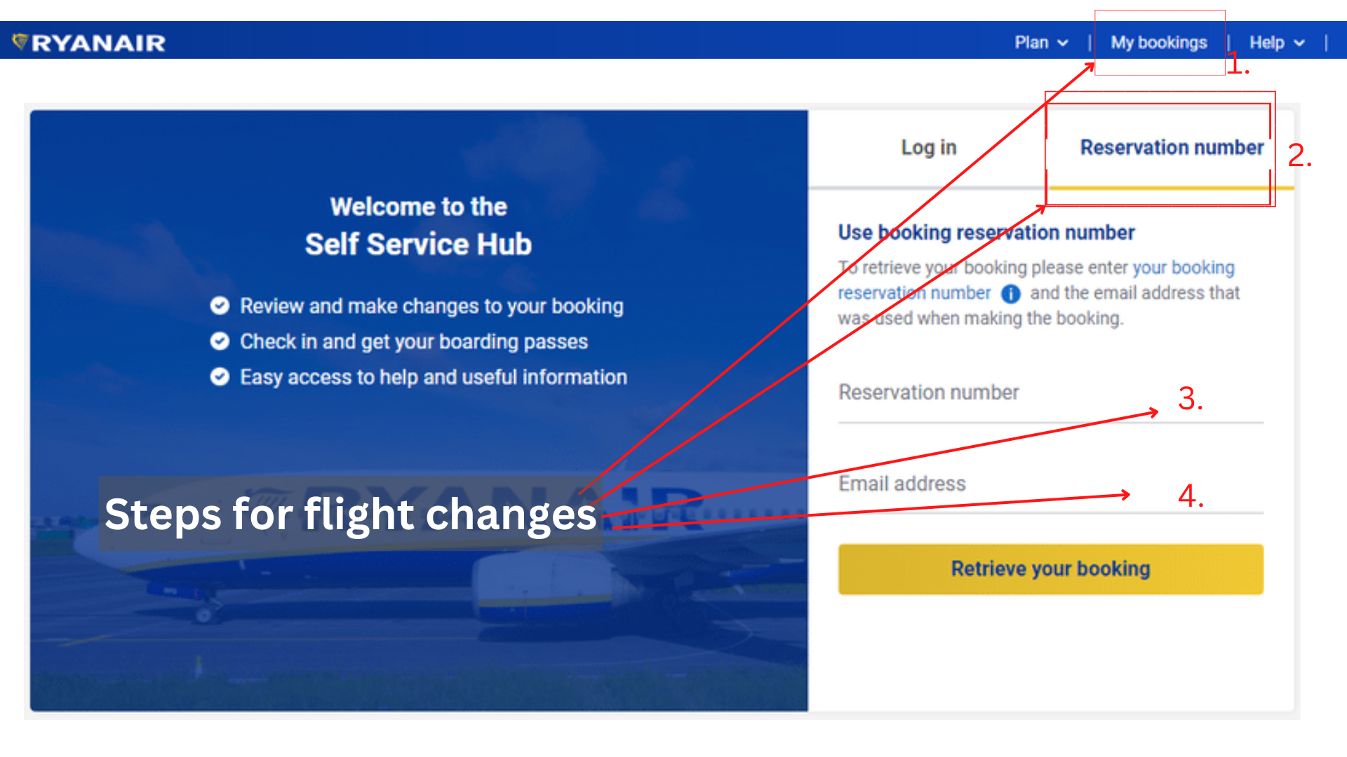 Ryanair Flight Change Steps
